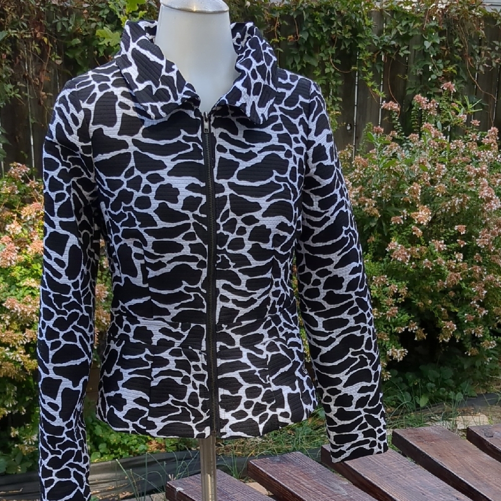 Monochrome Animal Print Bomber Jacket
